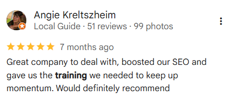 Google review by Angie Kreltszheim