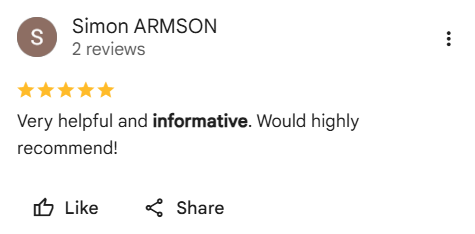 Google review by Simon Armson
